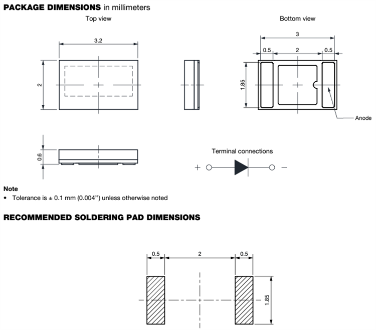 Mechanical Drawing - Vishay Semiconductors VEMD8083 High-Speed Silicon PIN Photodiode